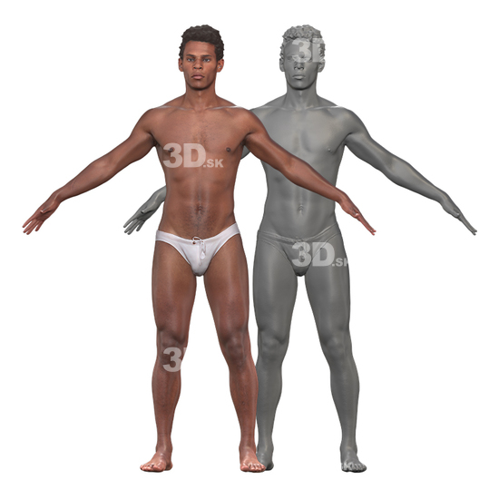 Whole Body Man White 3D Clean A-Pose Bodies