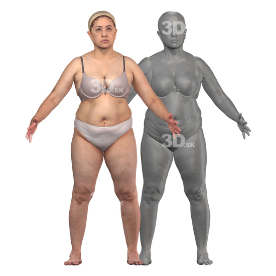 Woman Hispanic 3D RAW A-Pose Bodies