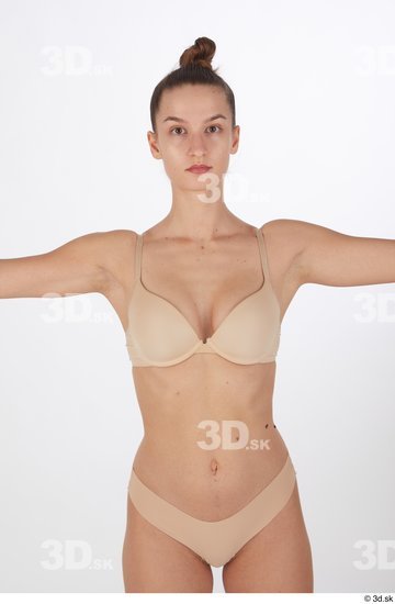 Whole Body Woman T poses White Underwear Slim Street photo references