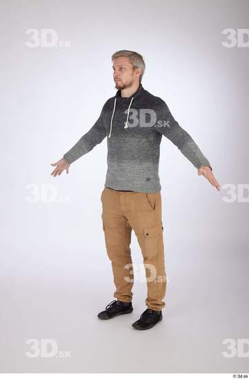 Whole Body Man T poses White Casual Slim Bearded Street photo references