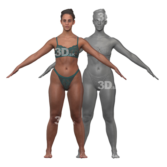 Whole Body Woman White 3D Clean A-Pose Bodies