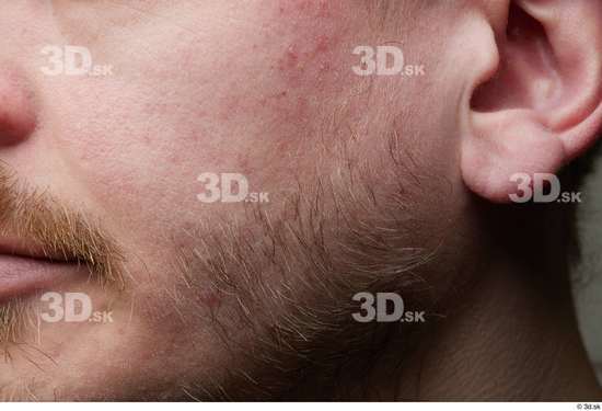 Face Man White Slim Bearded Face Skin Textures