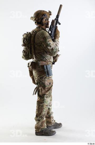 Whole Body Weapons-Rifle Man Pose with machine rifle White Army Athletic Studio photo references