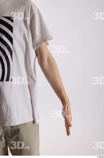 Arm Man White Casual Shirt Slim Studio photo references