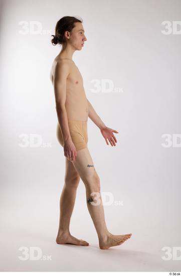 Whole Body Man White Underwear Slim Walking Studio photo references