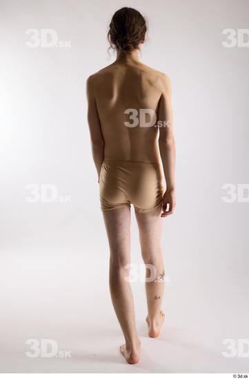 Whole Body Back Man White Underwear Slim Walking Studio photo references