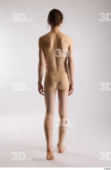 Whole Body Back Man White Underwear Slim Walking Studio photo references