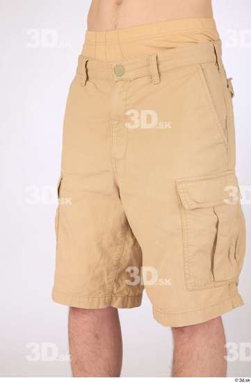 Thigh Man White Casual Shorts Slim Studio photo references