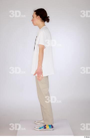 Whole Body Man White Casual Jeans Slim Standing Studio photo references