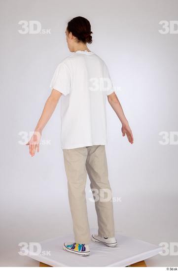 Whole Body Man White Casual Jeans Slim Standing Studio photo references