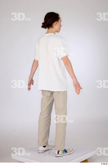 Whole Body Man White Casual Jeans Slim Standing Studio photo references