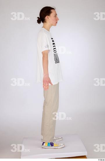 Whole Body Man White Casual Jeans Slim Standing Studio photo references