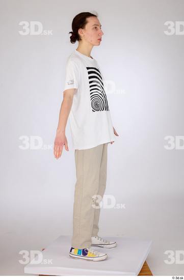 Whole Body Man White Casual Jeans Slim Standing Studio photo references