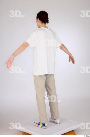 Whole Body Man White Casual Jeans Slim Standing Studio photo references