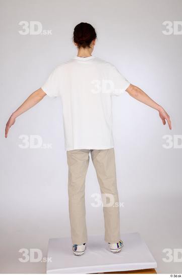 Whole Body Man White Casual Jeans Slim Standing Studio photo references