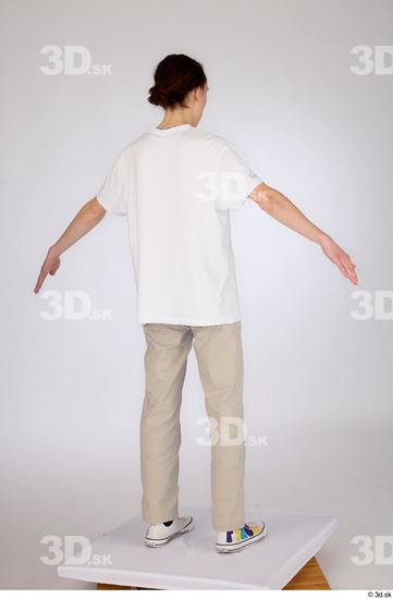 Whole Body Man White Casual Jeans Slim Standing Studio photo references