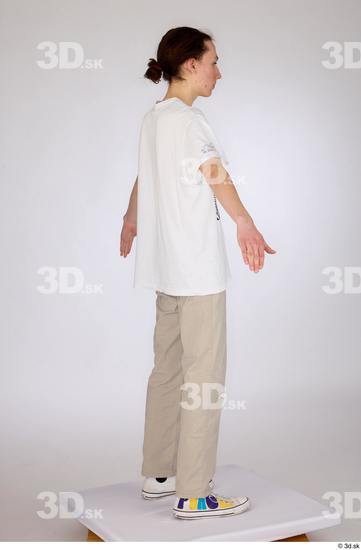 Whole Body Man White Casual Jeans Slim Standing Studio photo references