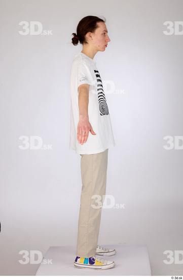 Whole Body Man White Casual Jeans Slim Standing Studio photo references