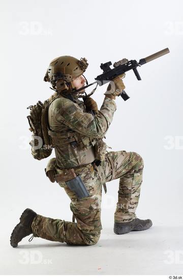 Whole Body Weapons-Rifle Man Pose with machine rifle White Army Athletic Studio photo references