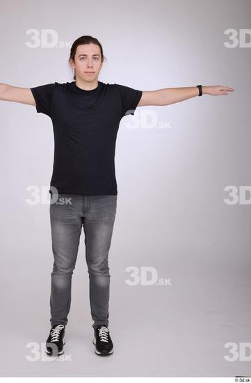 Whole Body Man T poses White Casual Slim Street photo references