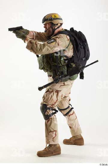 Whole Body Weapons-Pistol Man Pose with pistol White Army Athletic Bearded Studio photo references