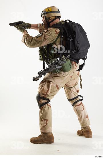 Whole Body Weapons-Pistol Man Pose with pistol White Army Athletic Bearded Studio photo references