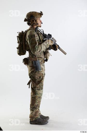 Whole Body Weapons-Rifle Man Pose with machine rifle White Army Athletic Studio photo references