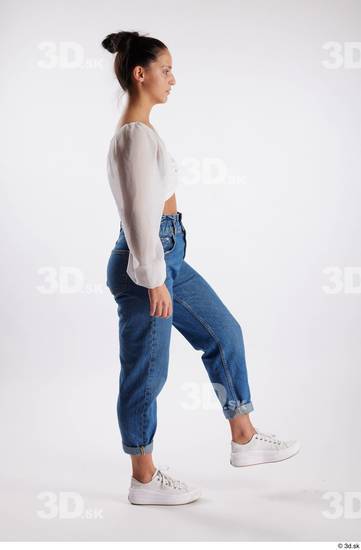 Whole Body Woman White Casual Slim Walking Studio photo references