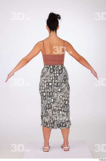 Whole Body Woman White Casual Skirt Slim Camel Standing Top Studio photo references