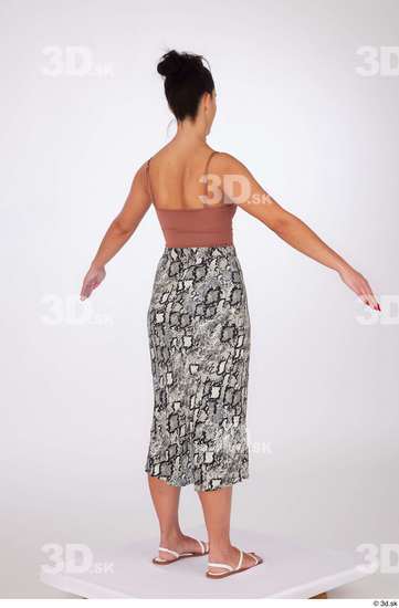 Whole Body Woman White Casual Skirt Slim Camel Standing Top Studio photo references