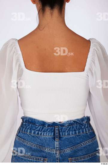 Upper Body Woman White Casual Blouse Slim Studio photo references