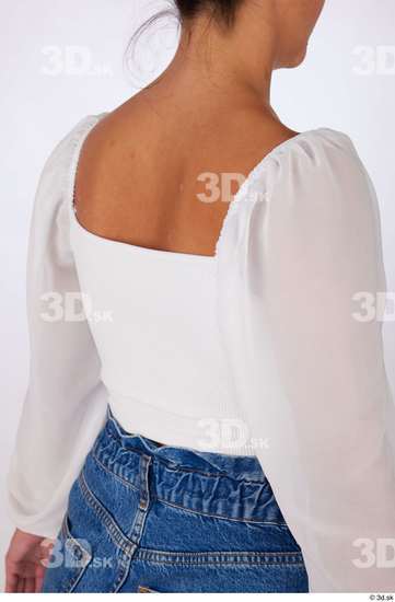 Upper Body Woman White Casual Blouse Slim Studio photo references