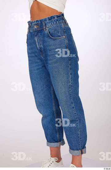 Leg Woman White Casual Jeans Slim Studio photo references