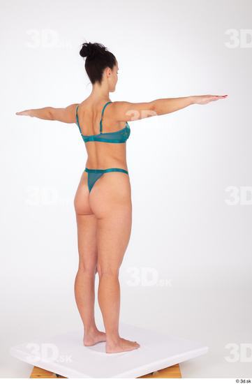 Whole Body Woman White Underwear Slim Standing Studio photo references