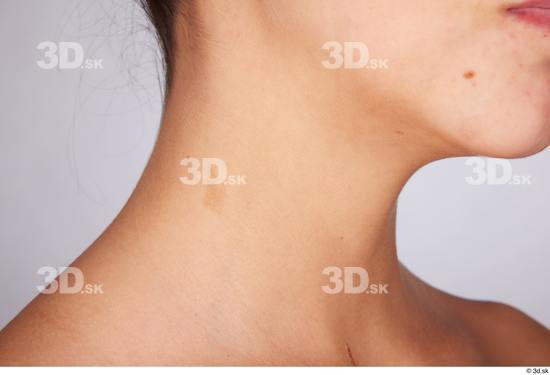 Neck Woman White Slim Studio photo references