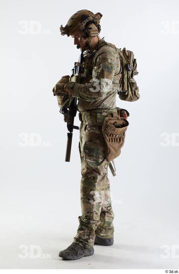 Whole Body Weapons-Rifle Man Pose with machine rifle White Army Athletic Studio photo references