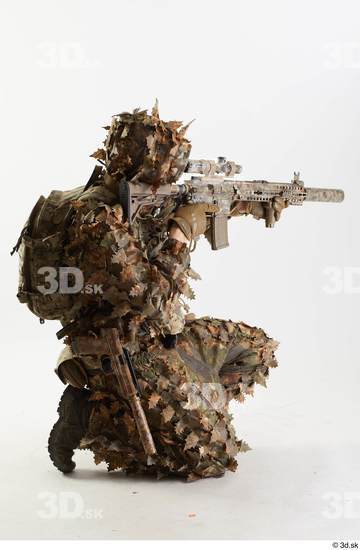 Whole Body Weapons-Rifle Man Pose with machine rifle White Army Athletic Studio photo references