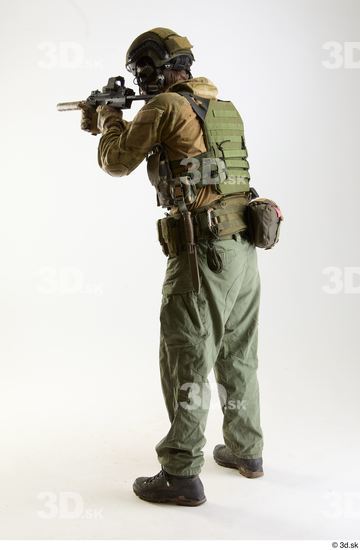 Whole Body Weapons-Rifle Man Pose with machine rifle White Army Athletic Bearded Studio photo references