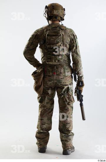 Whole Body Weapons-Rifle Man Pose with machine rifle White Army Athletic Studio photo references