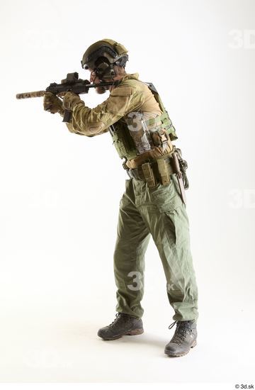 Whole Body Weapons-Rifle Man Pose with machine rifle White Army Athletic Bearded Studio photo references