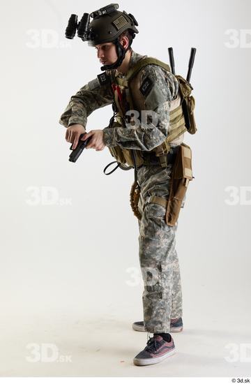 Whole Body Weapons-Pistol Man Pose with pistol White Army Athletic Bearded Studio photo references