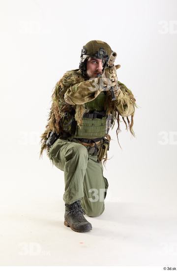 Whole Body Weapons-Rifle Man Pose with machine rifle White Army Athletic Bearded Studio photo references