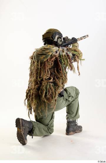 Whole Body Weapons-Rifle Man Pose with machine rifle White Army Athletic Bearded Studio photo references