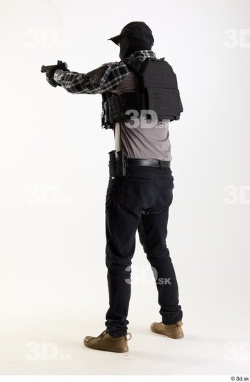 Whole Body Weapons-Pistol Man Pose with pistol White Army Athletic Bearded Studio photo references