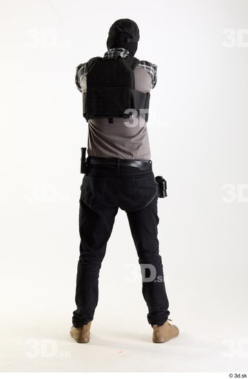 Whole Body Weapons-Pistol Man Pose with pistol White Army Athletic Bearded Studio photo references