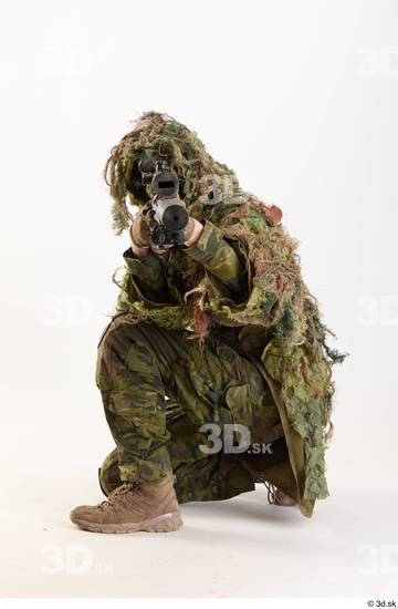 Whole Body Weapons-Rifle Man Pose with machine rifle White Army Athletic Bearded Studio photo references