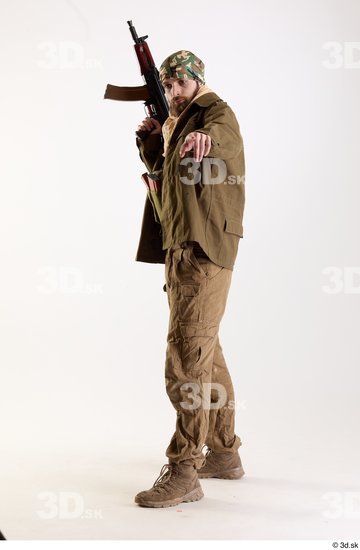 Whole Body Weapons-Rifle Man Pose with machine rifle White Army Athletic Bearded Studio photo references