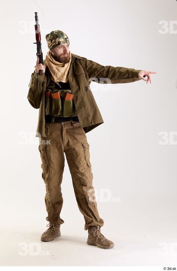 Whole Body Weapons-Rifle Man Pose with machine rifle White Army Athletic Bearded Studio photo references