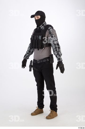 Whole Body Man T poses White Army Athletic Bearded Studio photo references