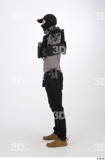 Whole Body Man T poses White Army Athletic Bearded Studio photo references